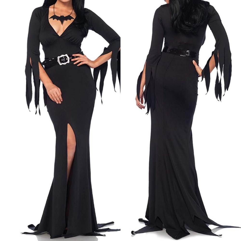MORTICIA SEXY HALLOWEEN COSTUME DRESS SET …NEW